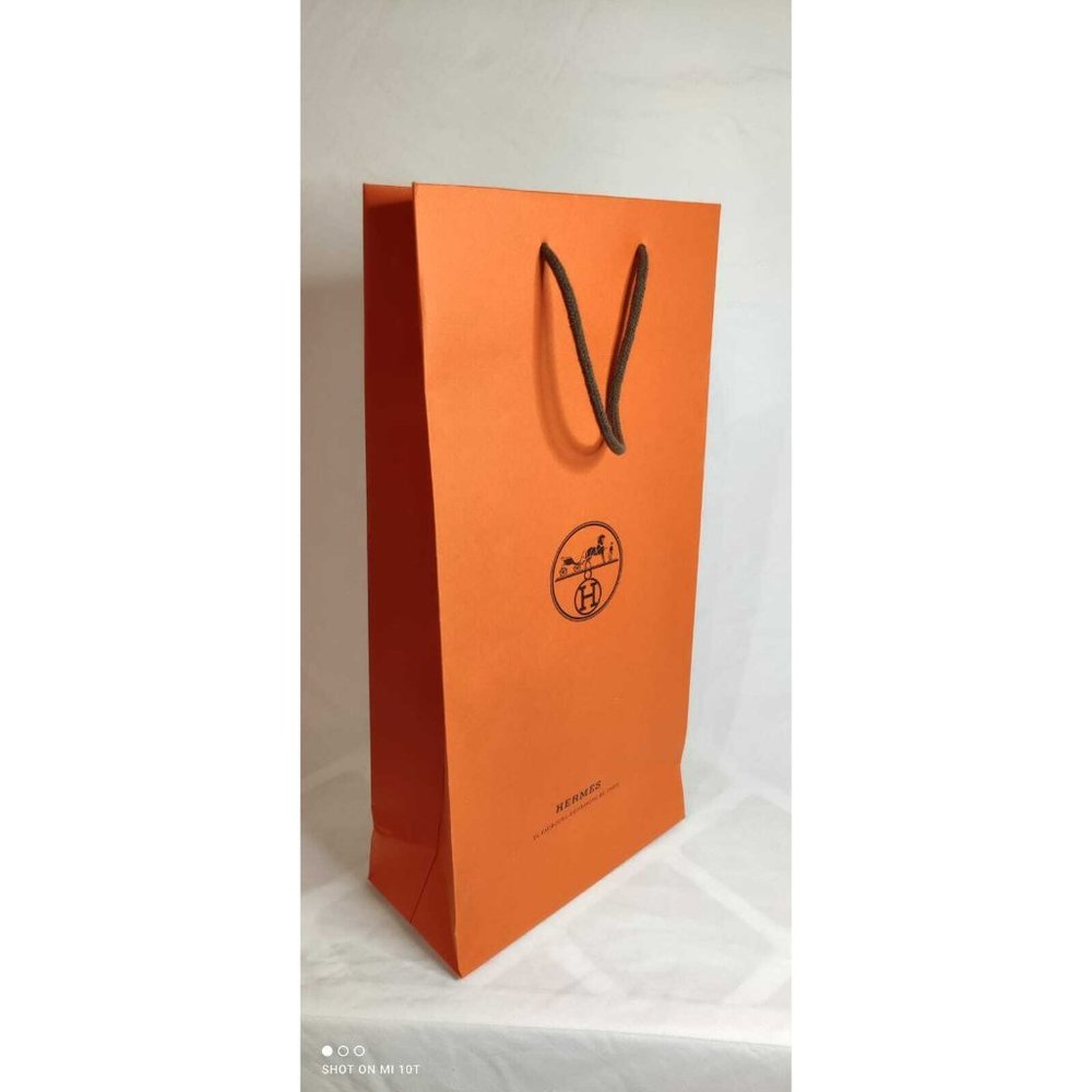 Hermes Paper Reusable Shopping Bag Orange 16.4" x 8.2" x 4" - Picture 2 of 7